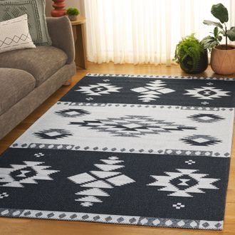 Safavieh Augustine Machine Made Area Rug, Black / Light Grey Bohemian Style Easy Care