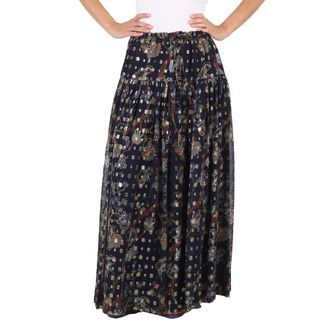 Chlo&eacute; Blue Lurex Embroidered Silk Skirt, Brand Size 36 (US Size 4)