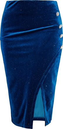 Faina Fluwelen rok met glitters Dames Smaragdblauw