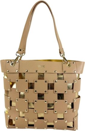 M*BRC Tote Bags, female, Beige, Size: ONE SIZE Square Borsa in Pelle H143