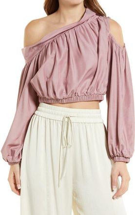 Amy Lynn Willow One-Shoulder Crop Top in Pink at Nordstrom, Size Small