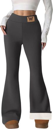 Generic Thermal Leggings Women with Pockets High Waist Fleece Lined Leggings Warm Winter Yoga Pants Tummy Control Trousers Soft Tights Workout Gym Running Wom