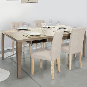 IDMarket Lote De 4 Sillas De Comedor Tapizadas Polga Beige