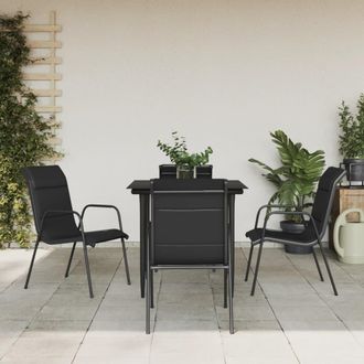 vidaXL Juego De Comedor Para Jard&iacute;n 5 Piezas Acero Y Textilene Negro Vidaxl