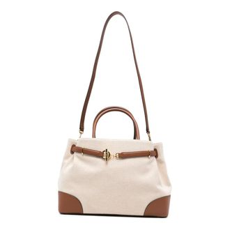 Ralph Lauren Handbags, female, Beige, Size: ONE SIZE Blke Lg Schl-Satchel-Large-Crss Dye Cnvs/Nt Sm