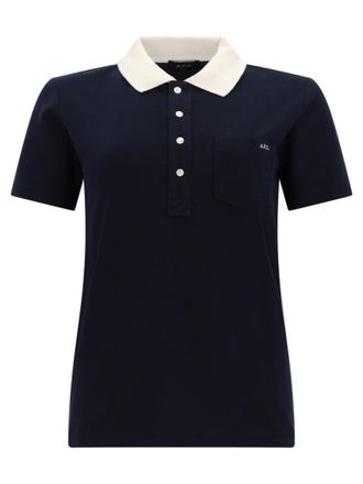 A.P.C. Navy Blue Solid Shirt Collar Polo