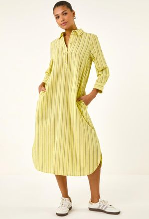 Roman Textured Stripe Shirt Dress
