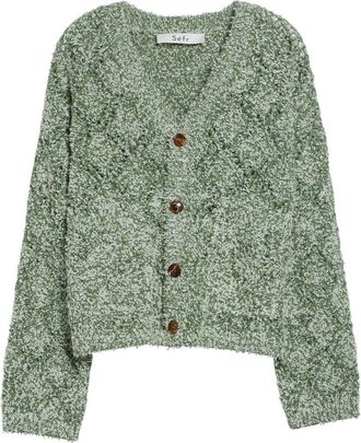 S&eacute;fr Abain Wool & Mohair Blend Boucl&eacute; Cardigan in Zoysia Field at Nordstrom, Size X-Large