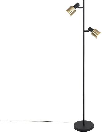 QAZQA Smart Floor Lamp Black with Gold Incl. 2 Wifi A60 - Stijn