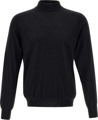 FILIPPO DE LAURENTIIS Merino Wol Trui Zwart Mock Neck - Heren - Coltruien - Zwart - 2XL - Wol - Truien & Vesten