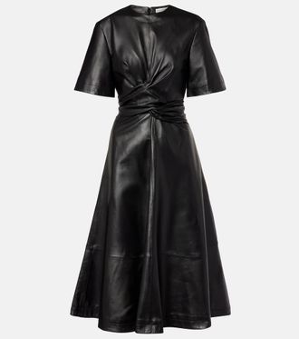 Altuzarra Gathered leather midi dress