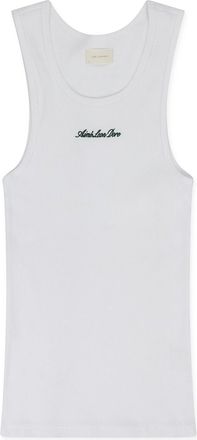 Aim&eacute; Leon Dore White Embroidered Logo Tank Top