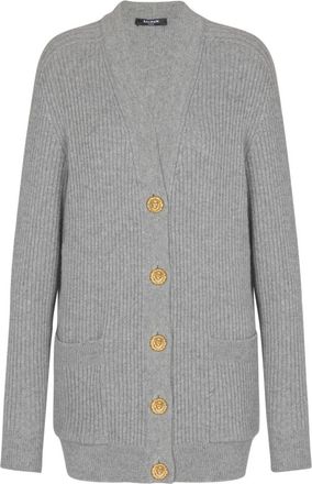 Balmain Gebreid kasjmier vest met knopen - Dames - Vesten - Grijs - S - Kasjmier - Truien & Vesten