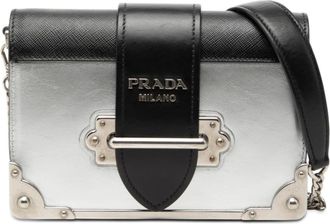 Prada Pre-owned Prada Saffiano Trimmed Metallic Vitello Cahier Bag Ladies GP4FYXKQ65A1I936