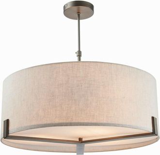 Endon Lighting Lighting Hayfield - Pendant Brushed Bronze Effect Plate & Natural Linen 3 Light Dimmable IP20 - E27 - Endon