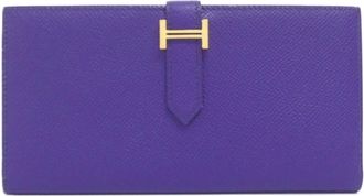 Herm&egrave;s Purple Epsom Leather Long Wallet (Bi-Fold) (Pre-Owned)