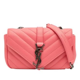 Saint Laurent Pre-owned Cross Body Bags, female, Pink, Size: ONE SIZE Pre-owned Quilted Crossbody Bag