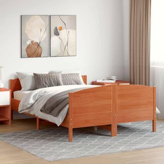 vidaXL Vidaxl - Cama Sin Colch&oacute;n Madera Maciza De Pino Marr&oacute;n Cera 140x200 Cm