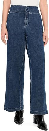 Eileen Fisher Cotton Stretch Denim Full Length Wide Pants Womens Clothing Medium Indigo : MD 29, Elastane/Denim/Cotton