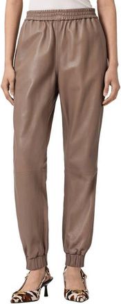 AllSaints Jen Leather Joggers in Mocha Brown at Nordstrom, Size 10 Us