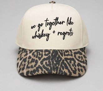 David and Young Unisex - Whiskey & Regrets Leopard Canvas Trucker Hat In Beige