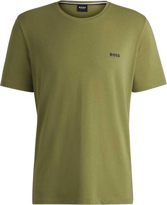 HUGO BOSS Heren T-shirt met ronde hals en korte mouwen in mix-and-match-stijl (Midden Groen)