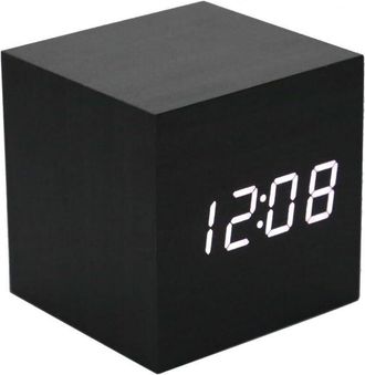 OEM Reloj Despertador De Madera - Mini Reloj Digital Led Con Visualizaci&oacute;n De Hora Y Temperatura, 3 Niveles De Brillo Y Control Por Voz, Perfecto Para El 