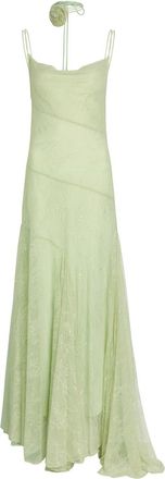 De La Vali DE LA Vali Calima Asymmetric Lace Maxi Dress - Light Green - 8 (UK8 / S)