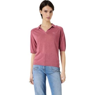 Gerard Darel Loula Polo Collar Jumper in Rosewood at Nordstrom, Size Medium