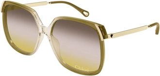 Chlo&eacute; Oversized Vierkante Zonnebril - Dames - Zonnebrillen - Beige - 60 MM - Nylon - Accessoires