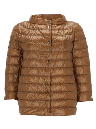 Herno Neutrals Shiny Quilted Three-Quarter Down Jacket