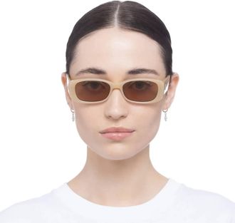 Le Specs Unreal Rectangle Sunglasses In Latte