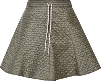 Moncler Floral-Quilted Gewatteerde Mini Rok - Dames - Korte rokken - Groen - 2XS - Katoen - Rokken