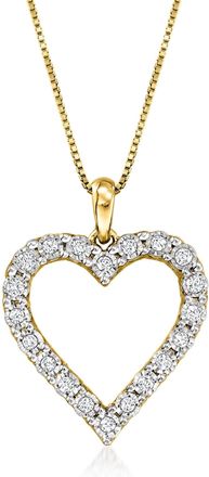 Ross-Simons Diamond Heart Pendant Necklace in 18kt Gold Over Sterling