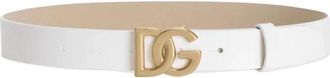 Dolce & Gabbana Cintura Logata Vernice - Heren - Riemen - Wit - L - Leer - Accessoires
