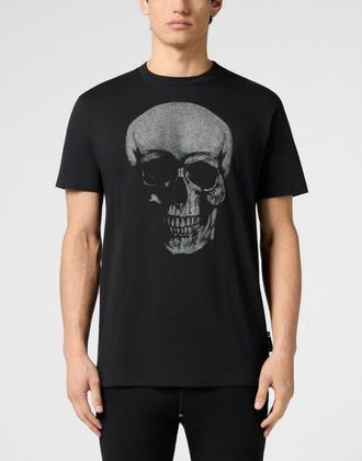 Philipp Plein Round Neck T-Shirt Glitter Skull Men in Black at Nordstrom, Size Xxx-Large