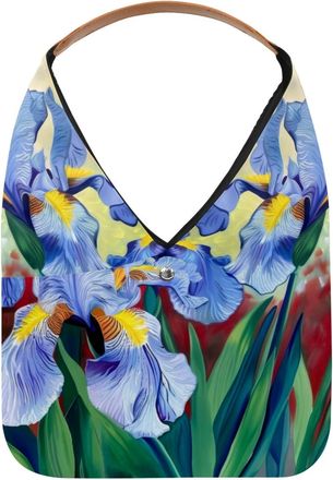 Generic Iris Art Painting Reusable Lightweight Grocery Bags - Foldable Into Compact Pouch, Washable & Sturdy, Multipurpose for Shopping and Travel