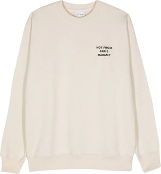 Dr&ocirc;le de Monsieur Classic Slogan Sweatshirt - Heren - Sweatshirts - Beige - XL - Katoen - Hoodies & sweatvesten