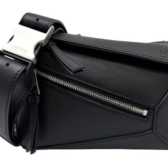 Loewe Puzzle Black Leather Fanny Pack Sling Bag (Pre-Owned)