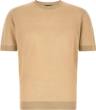 Zanone Ice Lino Sweater - Heren - Ronde hals truien - Beige - 3XL - Katoen - Truien & Vesten