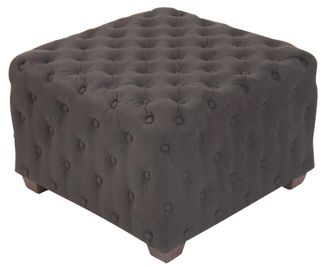 Clp Taburete bajo cuadrado acolchado en Tela Gris oscuro