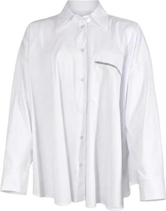 D.exterior Shirt met versierde zak - Dames - Overhemden - Wit - M - Katoen - Overhemden