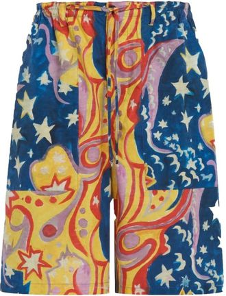Marni Casual Shorts, male, Multicolor, L, Graphic Print Drop-Crotch Shorts
