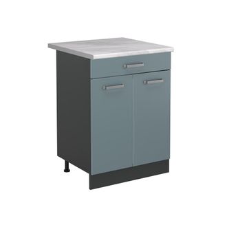 Vicco Mueble Bajo De Cocina R-line, Gris Azulado/antracita, 60 Cm Con Caj&oacute;n Encimera M&aacute;rmol, Vicco