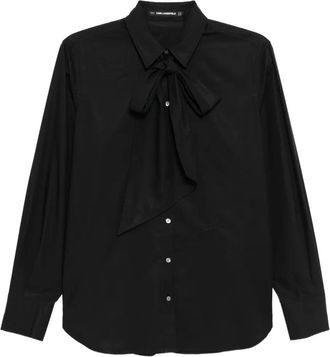 Karl Lagerfeld bow poplin shirt - women - Cotton - 40 - Black