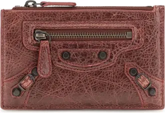 Balenciaga Womens Long Card Holder Le City Berry Red Lambskin Wallets & Purses