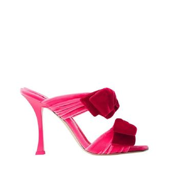Jimmy Choo London Flaca 100Mm Candy Pink Velvet Bow Sandals, Brand Size 35.5 ( US Size 5.5 )