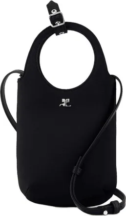 Courr&egrave;ges Womens Top Handle Bag Black Silk