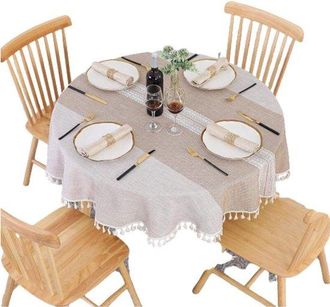 OEM Mantel Redondo De 140 Cm, Lavable, De Algod&oacute;n Y Antipolvo