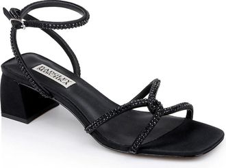Badgley Mischka Brisa Sandals Womens Black Ankle Strap Block Heel HAM621